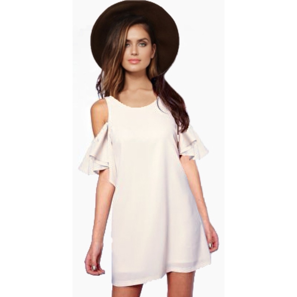 ASOS Ruffle Cold Shoulder Shift Dress